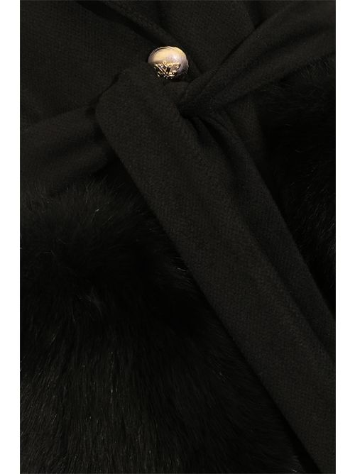 Cappotto gilet CD1204 in lana con pelliccia di volpe Nero YES LONDON | CD1204 CAPP E TASCNERO